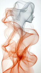 Abstract profile of a woman formed by flowing smoke.