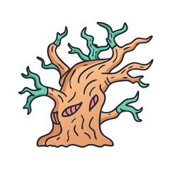 Illustration of creepy tree monster halloween spooky tree monster cartoon scary tree monster art