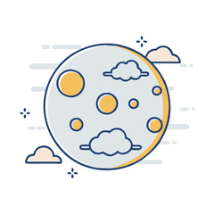 Illustration of moon with clouds night sky celestial lunar phase astronomy moonlight dreamscape graphic