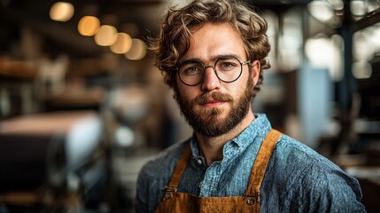 Focused Craftsman in Workshop