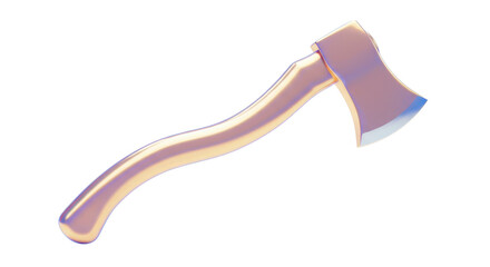 Isolated Polished Axe with Wooden Handle