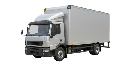Isolated Delivery Truck with White Cargo Container