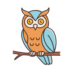 Illustration of cute owl perched on branch vector drawing owl clip art owl graphic owl design owl image