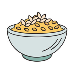 Illustration of bowl of oatmeal breakfast cereal with toppings healthy food delicious meal 90