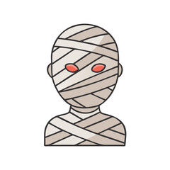 Halloween mummy costume vector illustration spooky undead character wrapped in bandages art