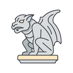 Illustration of gargoyle statue gothic architecture stone sculpture mythical creature design art, art