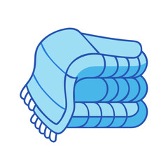 Illustration of folded blue towels bath towels beach towels spa towels hotel towels home linens stack