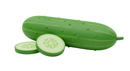 Isolated Fresh Green Cucumber with Slices