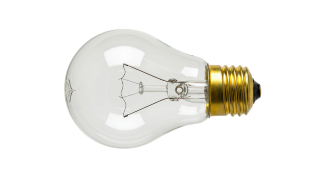 Isolated Clear Light Bulb with Filament