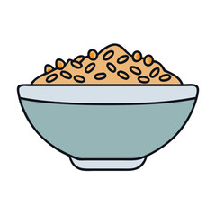 Illustration of bowl full of rice grains food meal rice bowl grain dish healthy eating rice dish art