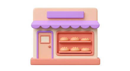 Isolated Cute Bakery Shop with Pink Awning
