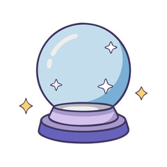 Illustration of a fortune teller crystal ball with stars for future telling and magic theme