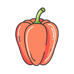 Illustration of a red bell pepper vegetable food ingredient cooking healthy eating fresh produce diet plant based
