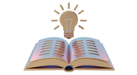 Isolated Open Book with Light Bulb Emanating