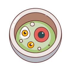 Fototapeta premium Cartoon halloween soup with eyeballs spooky food vector illustration halloween themed creepy bowl