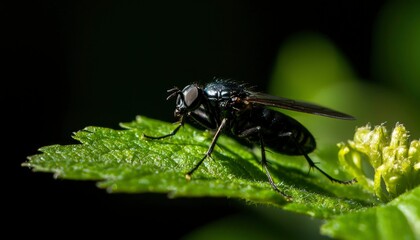 Close-up of fly on leaf
