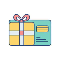 Gift card present with bow vector illustration for holiday shopping and special occasion gifts