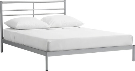 Modern Metal Bed Frame with White Linens