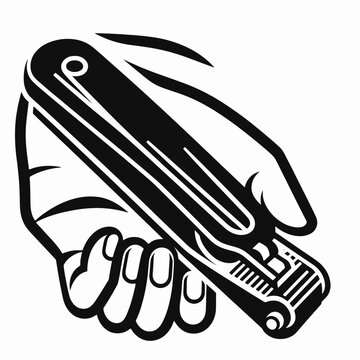 hand holding black nail clipper clip art preview