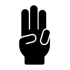 Obraz premium Three Fingers Hand Silhouettes in black on a white background
