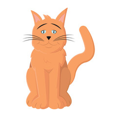 Ginger cat sitting calm. Vector