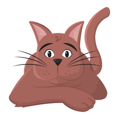 Brown cat playing outside. Vector
