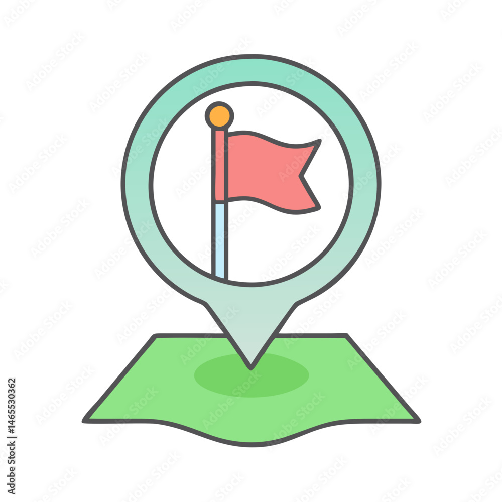 Poster map pin location pointer flag marker destination travel gps navigation position journey point way