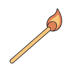 Burning matchstick illustration for fire safety and camping equipment resource design needs