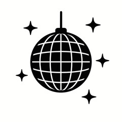  Glittering Disco Ball Silhouettes in black on a white background 