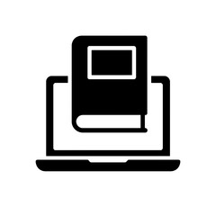  Computer Book Silhouettes in black on a white background 