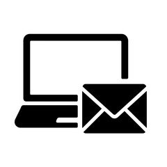  Desktop Mail Silhouettes in black on a white background 