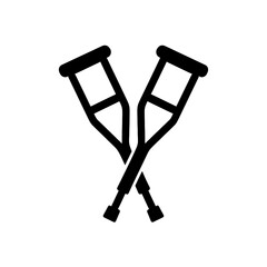  Crutches Silhouettes in black on a white background 