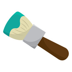 Paint brush with wood handle. Vector