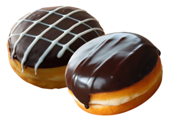 Two chocolate donuts isolated on white background PNG