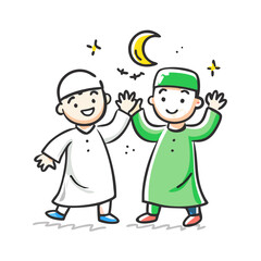 kids celebrating eid icon, kids celebrating eid vector illustration-simple illustration of kids celebrating eid, perfect for kids celebrating eid logos and icons