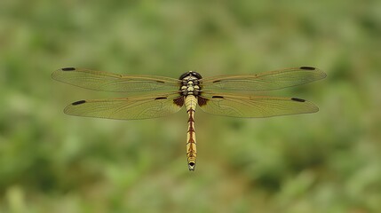 Detailed Dragonfly Closeup Photography Green Background