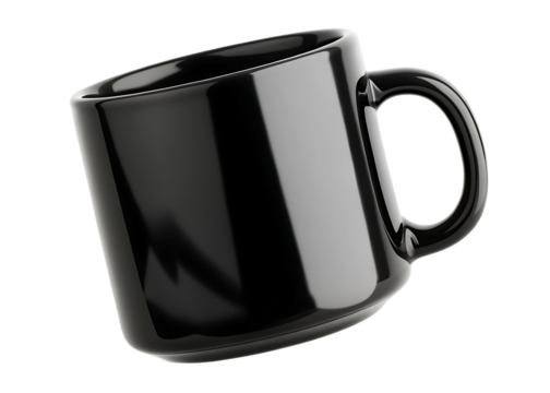 black coffee mug  isolated on white background PNG