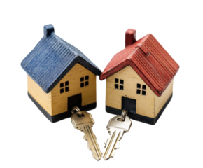 Real estate keys representing new homes market lifestyle concept isolated on transparent background