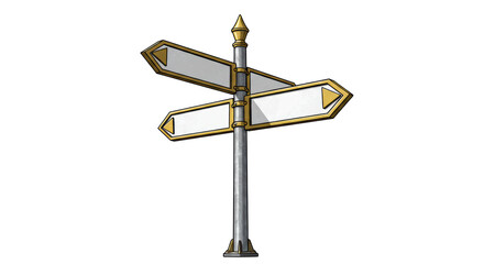 Isolated Directional Signpost with Blank Signs for Navigation