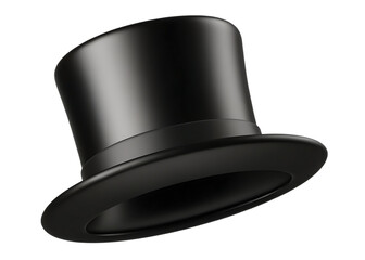 Classic black top hat for magician isolated on white background PNG