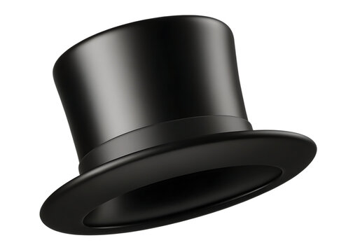 Classic black top hat for magician isolated on white background PNG