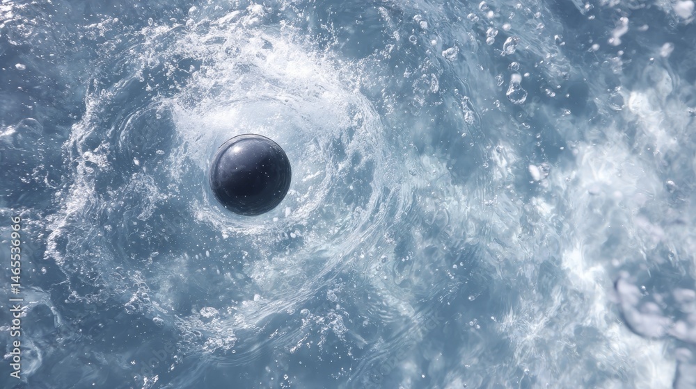 Aufkleber dark game piece lies submerged in vibrant blue liquid, surrounded by swirling energy particles creat