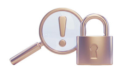 Isolated Magnifying Glass Focusing on Padlock Signifying Security Audit