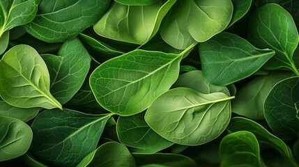 Close up of green leaves with a lot of detail. The leaves are very green and appear to be fresh
