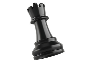 Hyper-realistic black chess king piece in glossy finish isolated on white background PNG