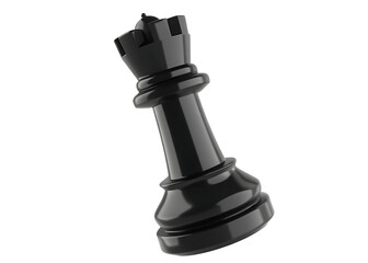 Hyper-realistic black chess king piece in glossy finish isolated on white background PNG