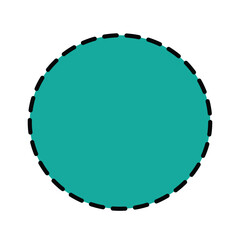 Teal Circle Dotted Outline, Cut Here Shape