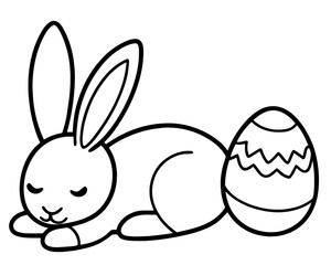 Sleeping Easter bunny with decorated egg