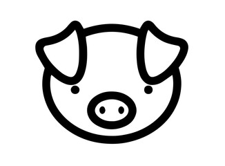 Pig Face with Round Snout, Floppy Ears, and Simple Features. Farm Animal, Domestic Pig, Agriculture, Animal for Kids, Livestock Character