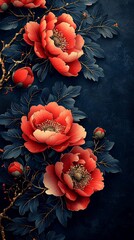 Elegant Blossoms in Dark Background
